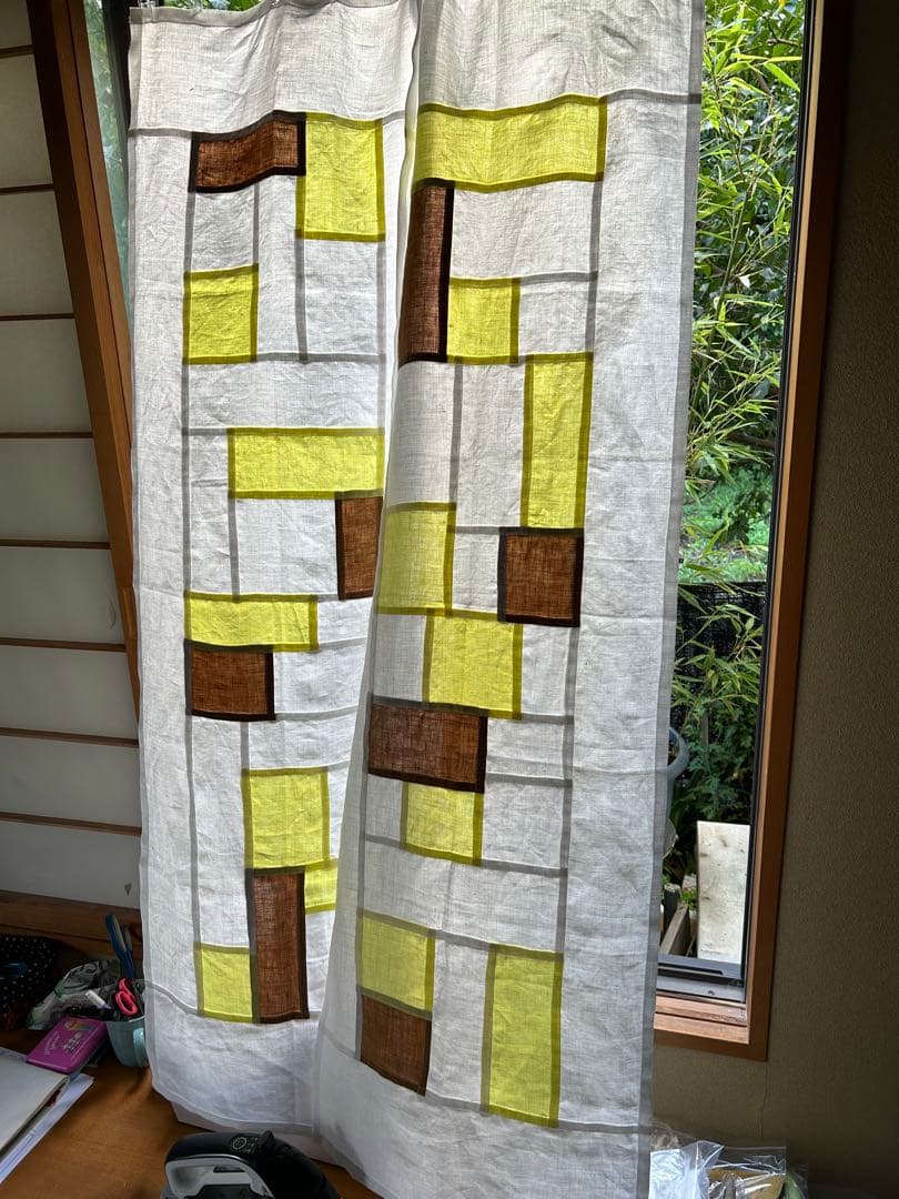 「れもん色とカーキモカ色」麻ポジャギ　　2枚組