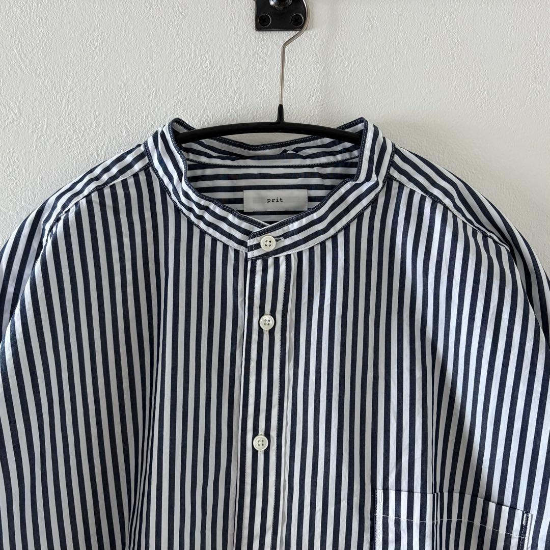 prit プリット 40/1 ブロード ストライプ スタンドカラー ビッグシャツ