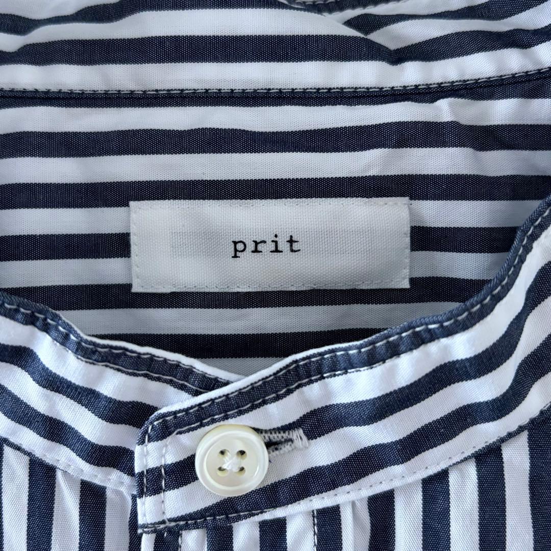prit プリット 40/1 ブロード ストライプ スタンドカラー ビッグシャツ