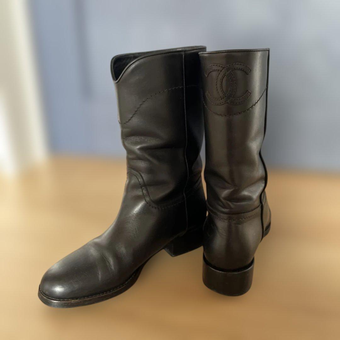CHANEL ブラック ハイブーツ