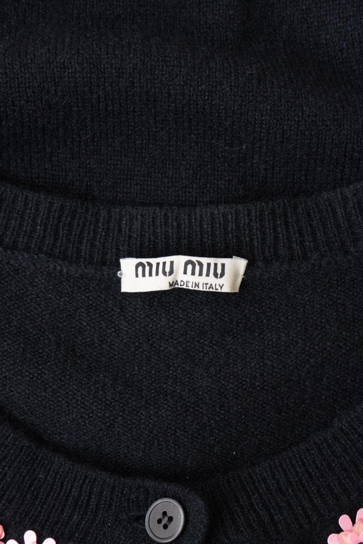 miu miu ミュウミュウ フラワービーズ カシミヤ カーディガン