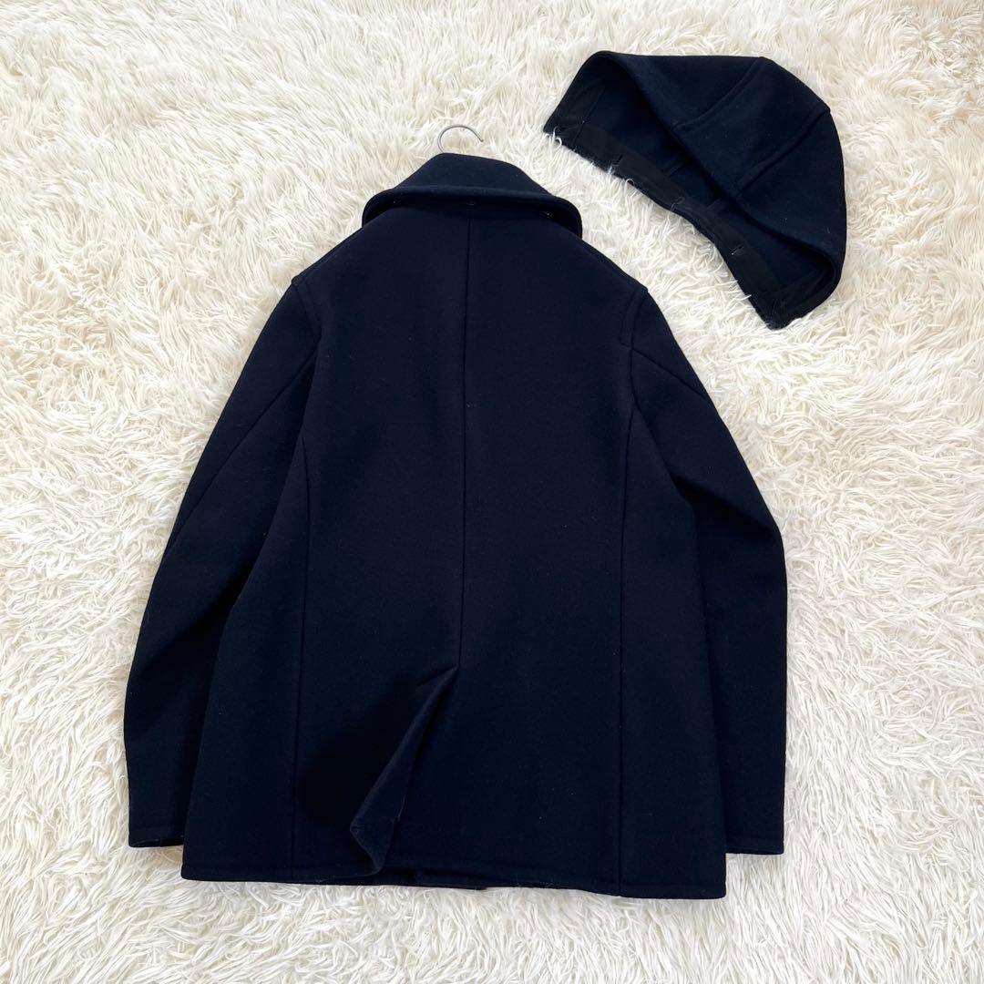 美品✨ オーシバル フード付き ウールメルトンコート ピーコート 2way 紺