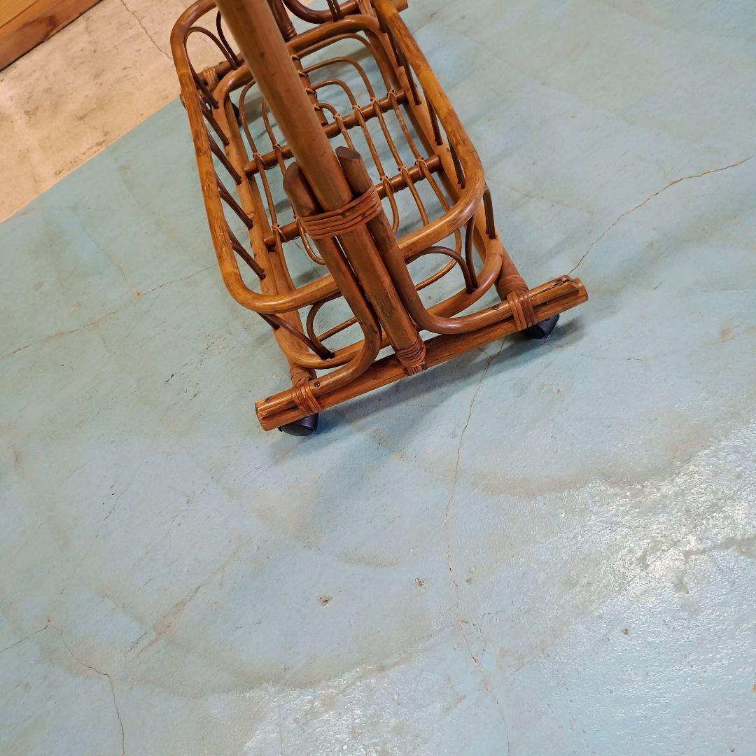 美しい　ラタン　ハンガーラック　コートラック　アンティーク　木製　美品