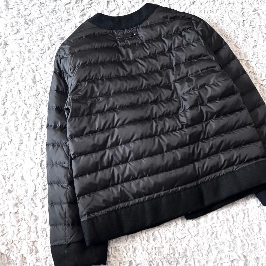 美品 ナノユニバース 西川ダウン ノーカラー ダウンジャケット 黒 nano