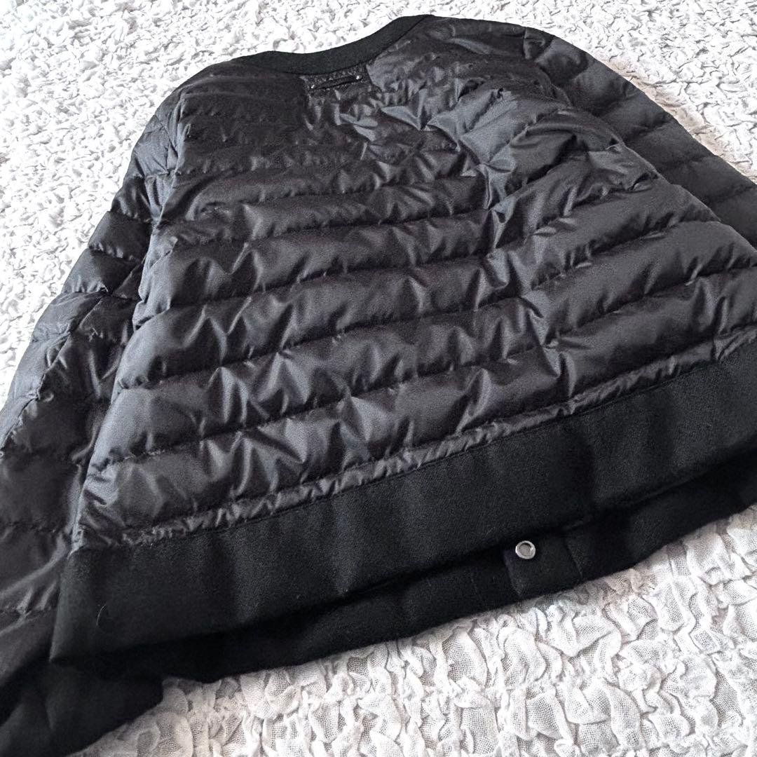美品 ナノユニバース 西川ダウン ノーカラー ダウンジャケット 黒 nano