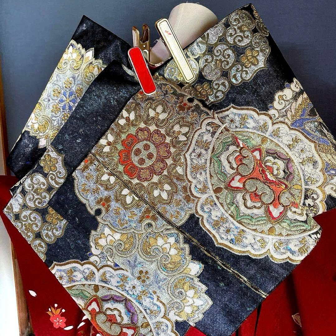 振袖フルセット　手描き友禅　のしめ牡丹　成人式振袖　振袖　裄丈69 赤系