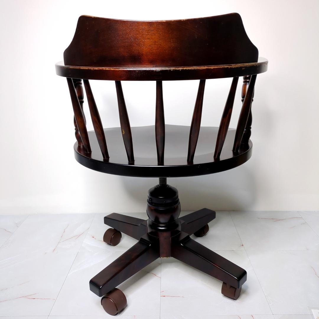 北海道民芸家具 デスクチェア キャプテンチェア キャスター付 椅子 樺 無垢材