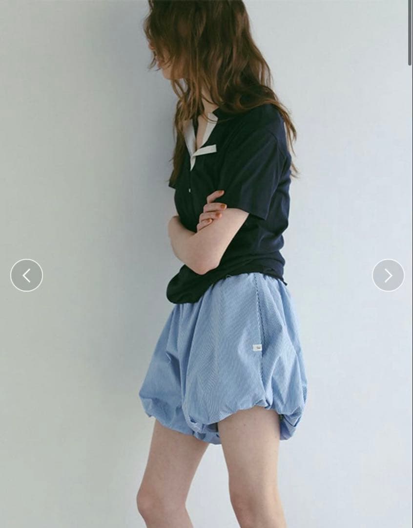 ETRÉ TOKYO ストライプボックスシャツ&ストライプバルーンショートパンツ