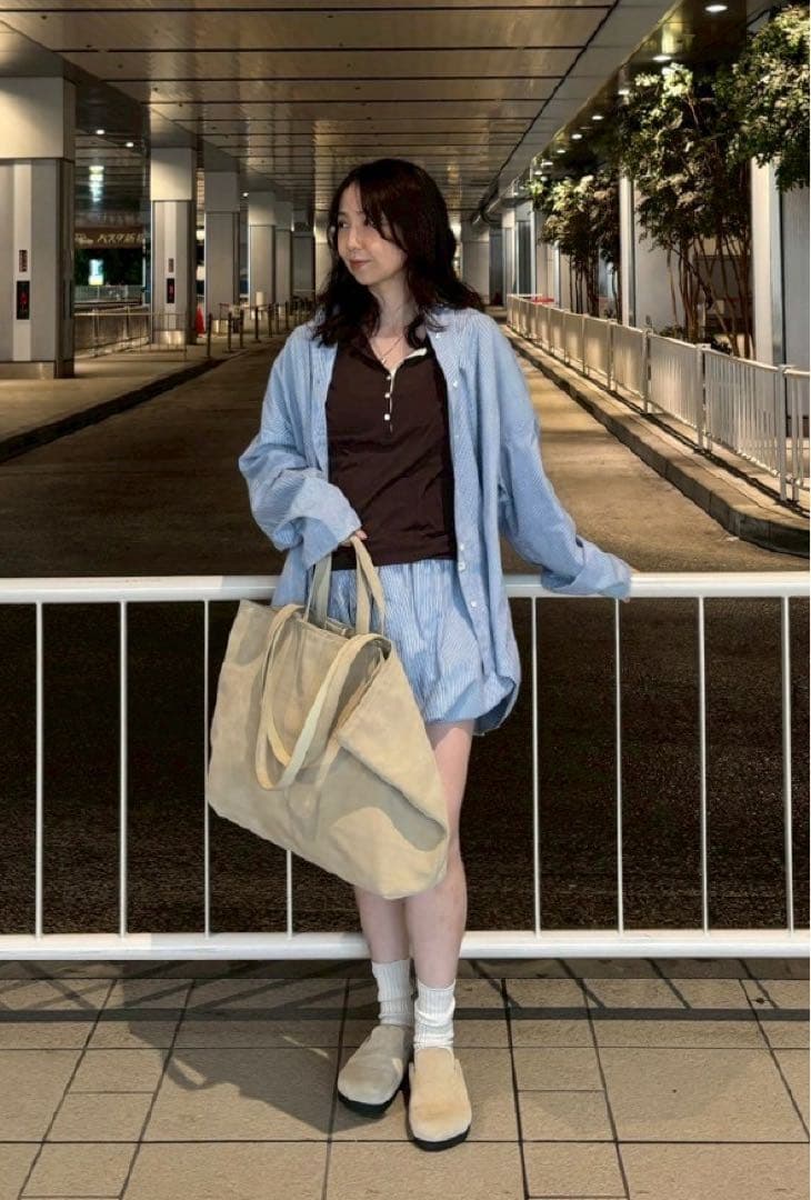 ETRÉ TOKYO ストライプボックスシャツ&ストライプバルーンショートパンツ