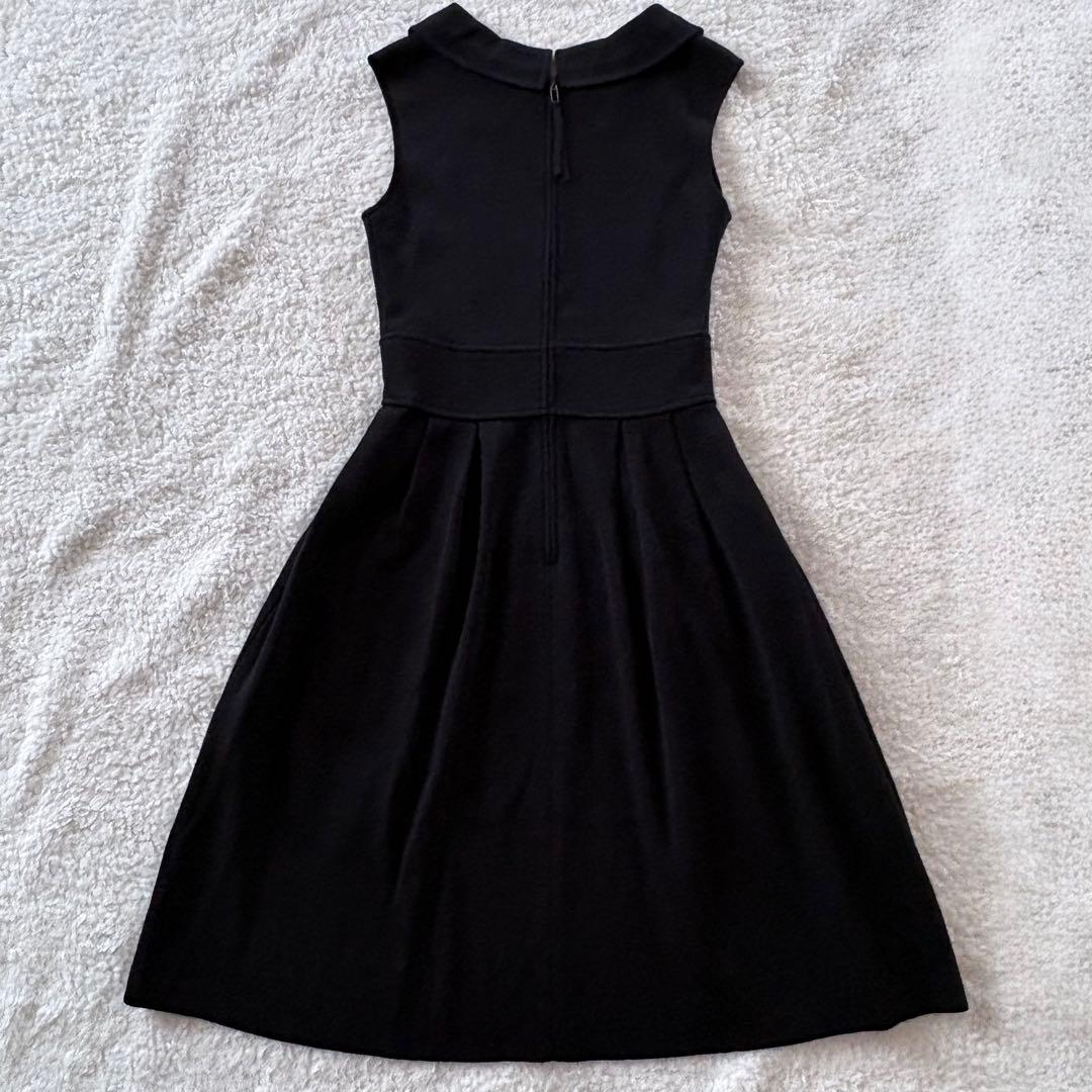 美品✨フォクシー 襟付き ニットワンピース ノースリーブ フレア 黒