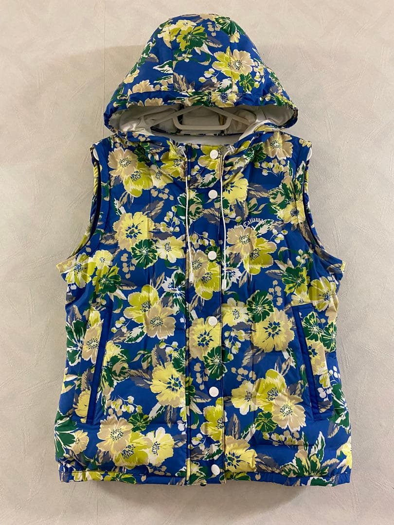 美品 Callaway 2wayダウンジャケット S ダブルジップ 花柄 総柄