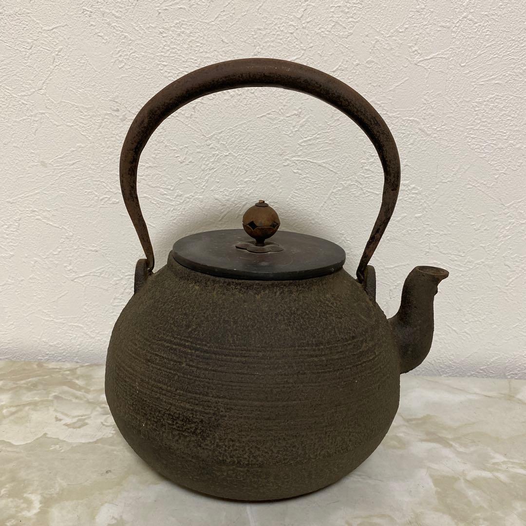 時代物 銅蓋 鉄瓶 m1