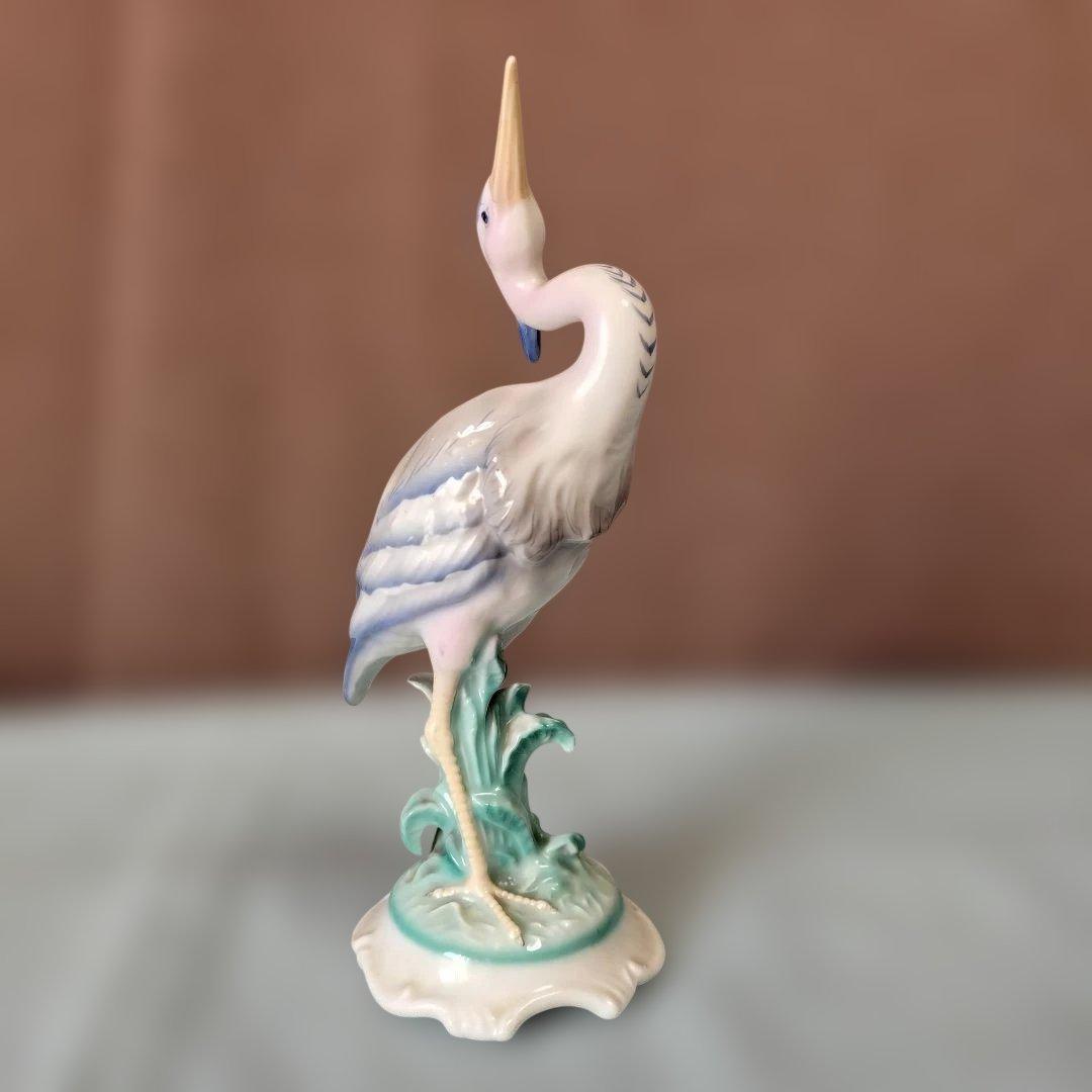 チェコスロバキア/シュラーゲン ヴァルト陶製置物2点 (アオサギとゴルファー)