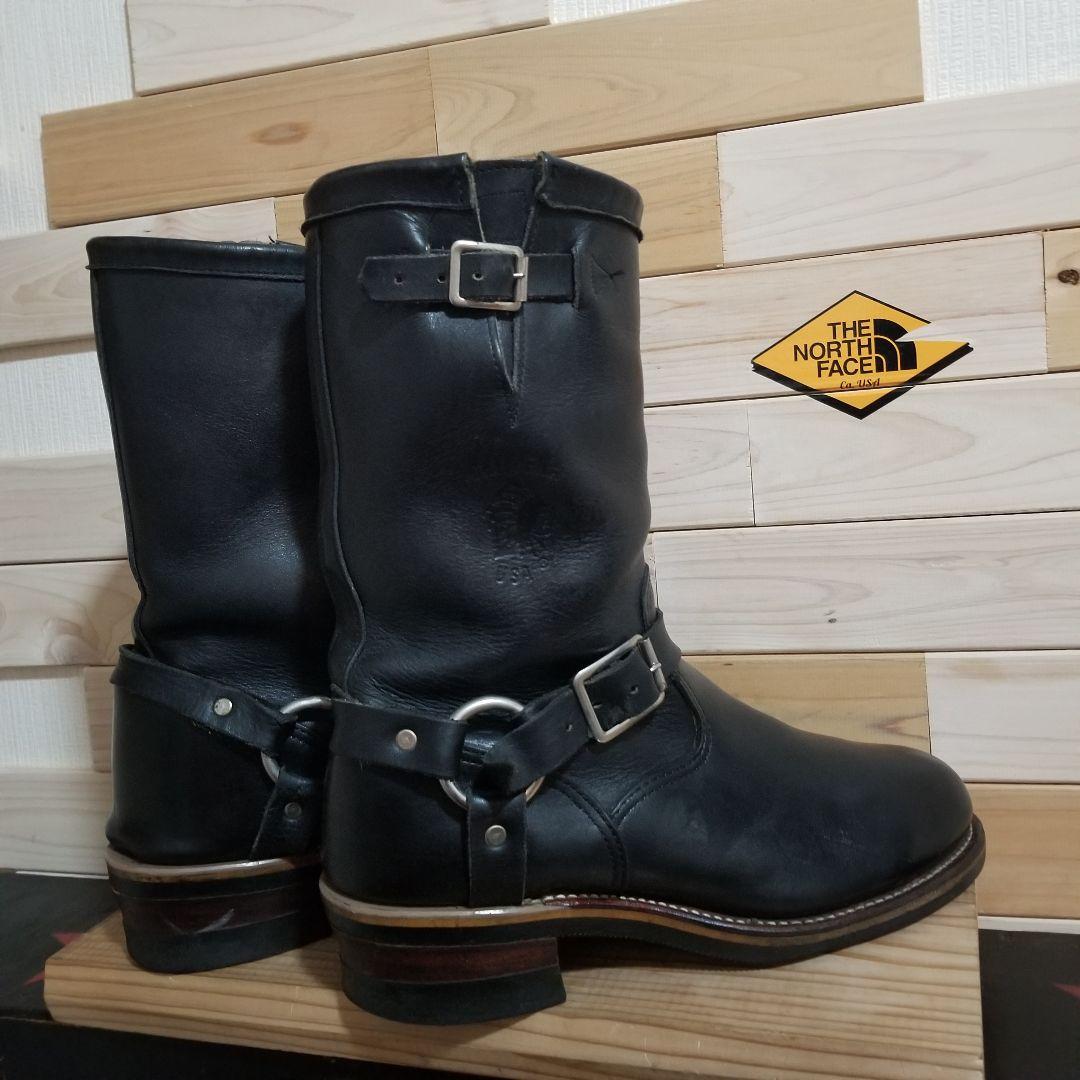 美品 80s　CHIPPEWA　エンジニア　リングブーツ　黒プリントタグ　28