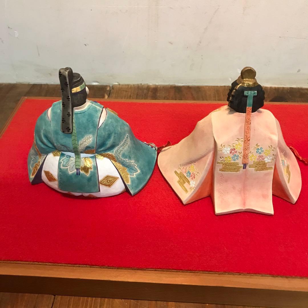 美品　陶器　雛人形　男雛　女雛　細工が細かく丁寧な作り　ひな祭り　台座付き