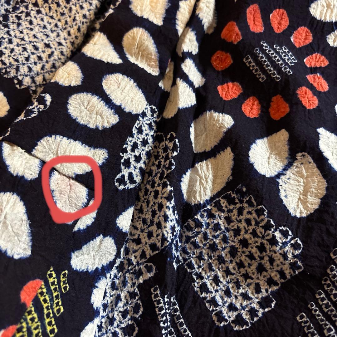 有松鳴海絞り浴衣 向日葵 ヒマワリ 身丈153 手縫い 藍染 絞り ヴィンテージ