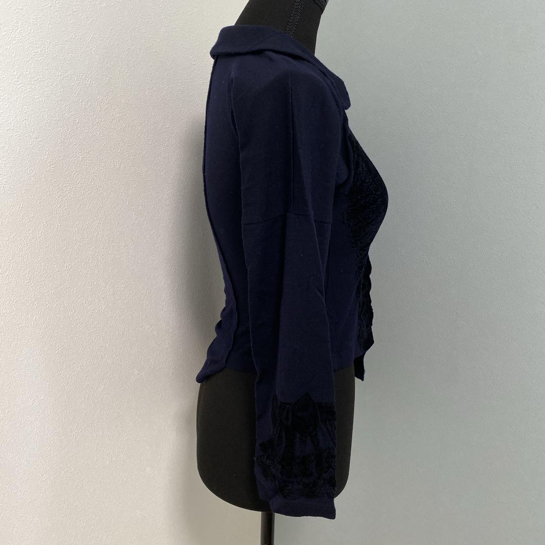 コムデギャルソン エンボスデザイン ラウンドカラー ウール ブラウスシャツ 変形