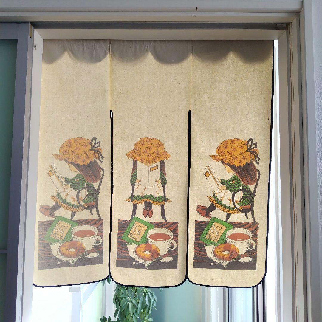 未使用極美品です！昭和レトロ当時物 コットンのれん メルヘンイラスト