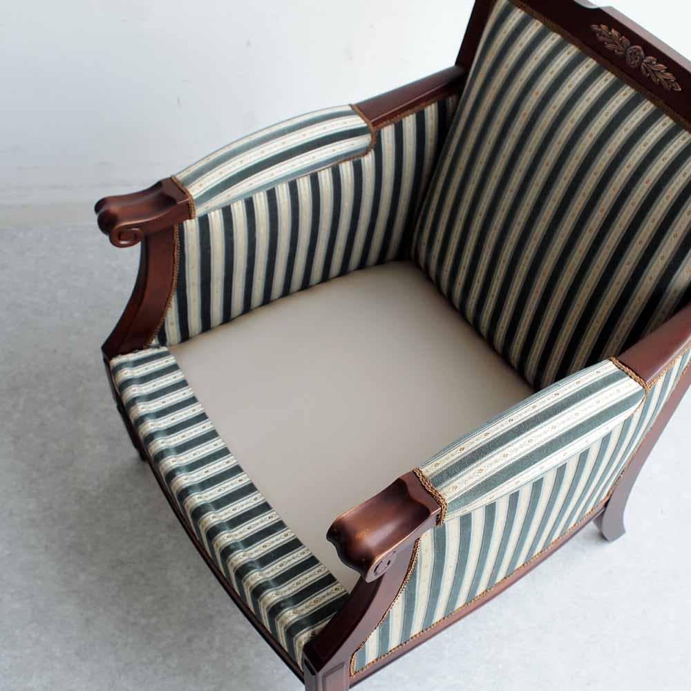 神戸欧風家具 メープル不二屋 マホガニー材 1人掛けソファ B ZR24470