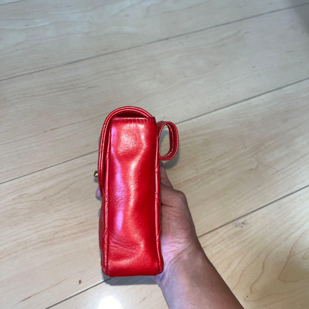 シャネル　マトラッセ　ビコローレ　チェーン　ウエストポーチ　バッグ　レッド