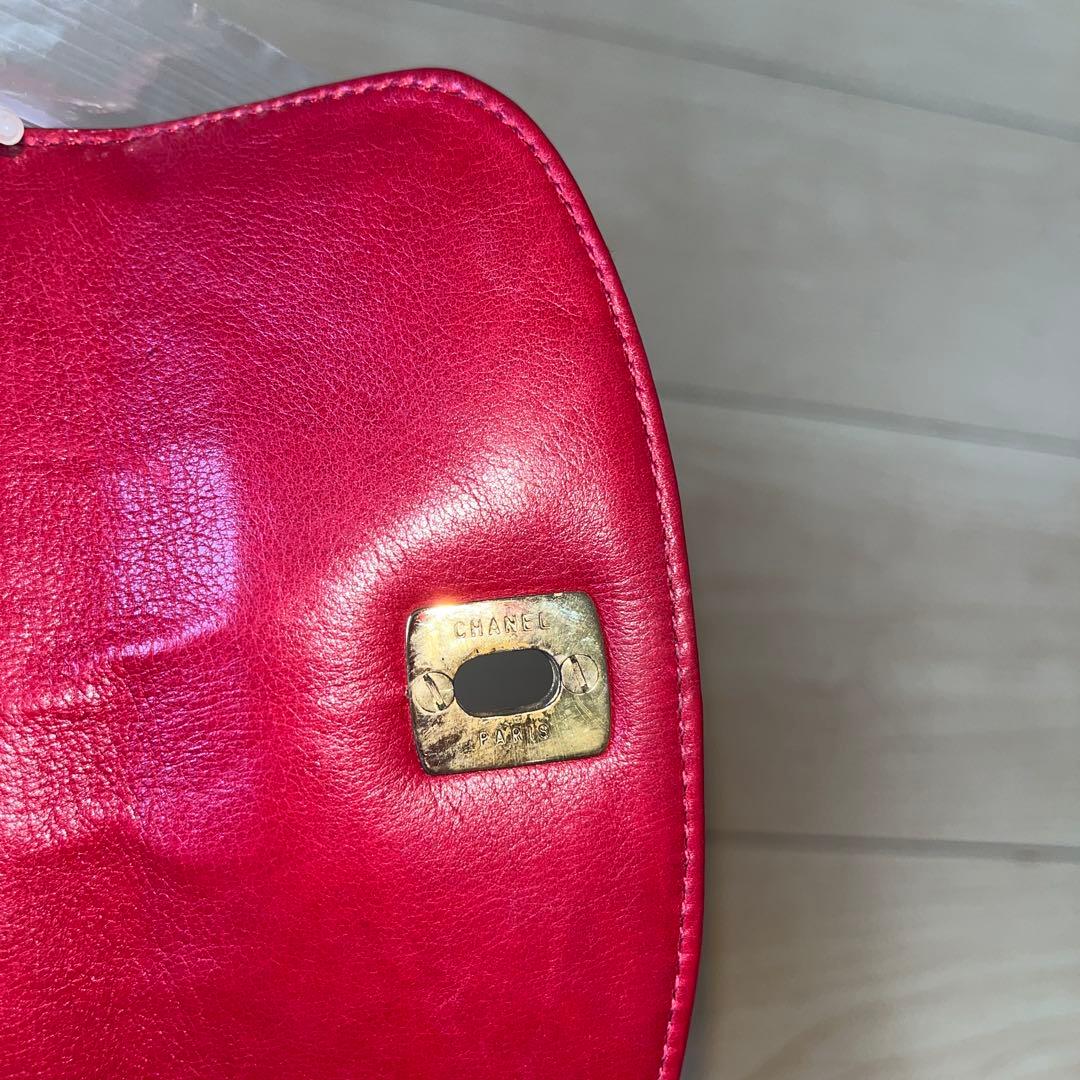 シャネル　マトラッセ　ビコローレ　チェーン　ウエストポーチ　バッグ　レッド