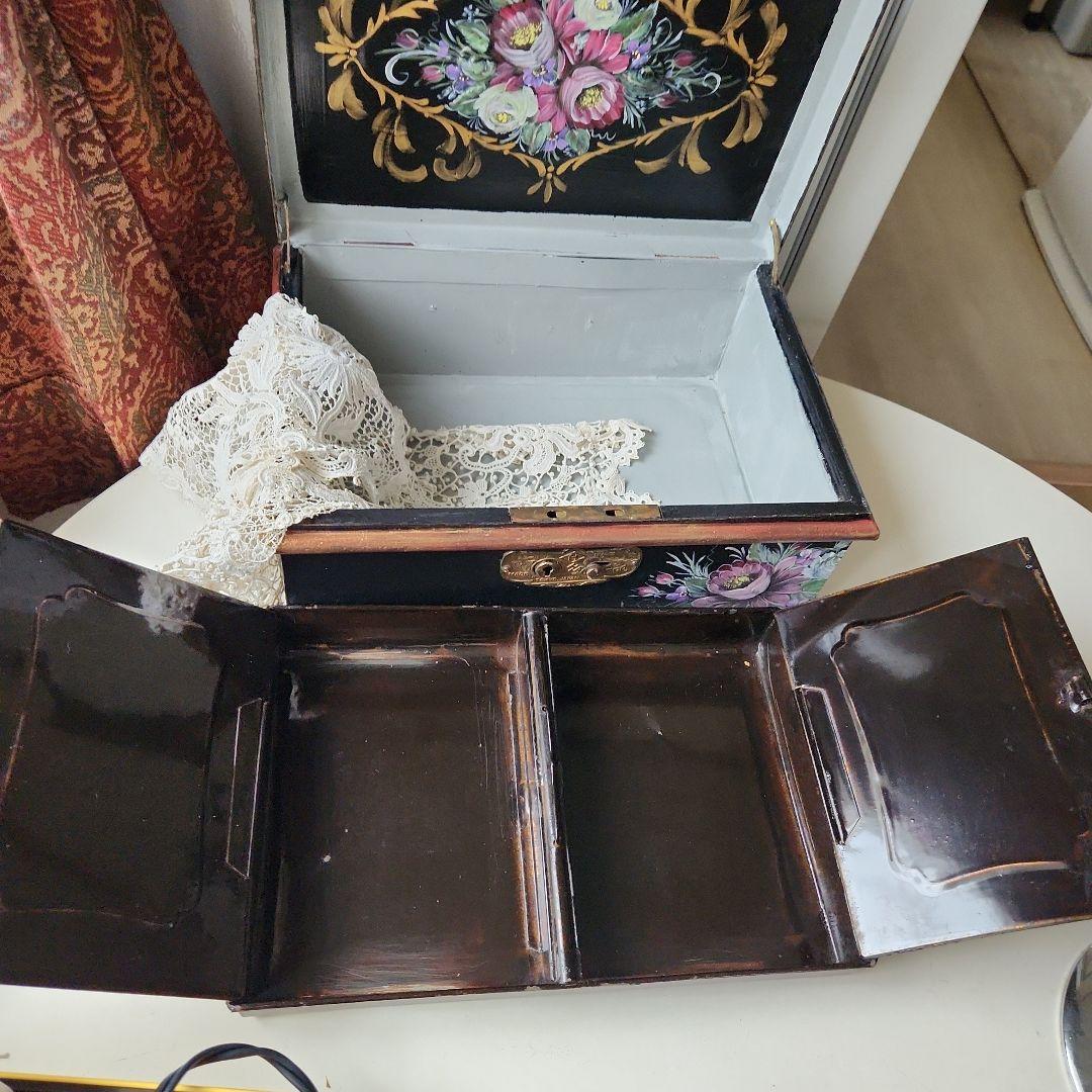 昭和レトロ手提げ金庫　リメイク 金庫でもアクセサリー入れでも<売り切り激安出品>