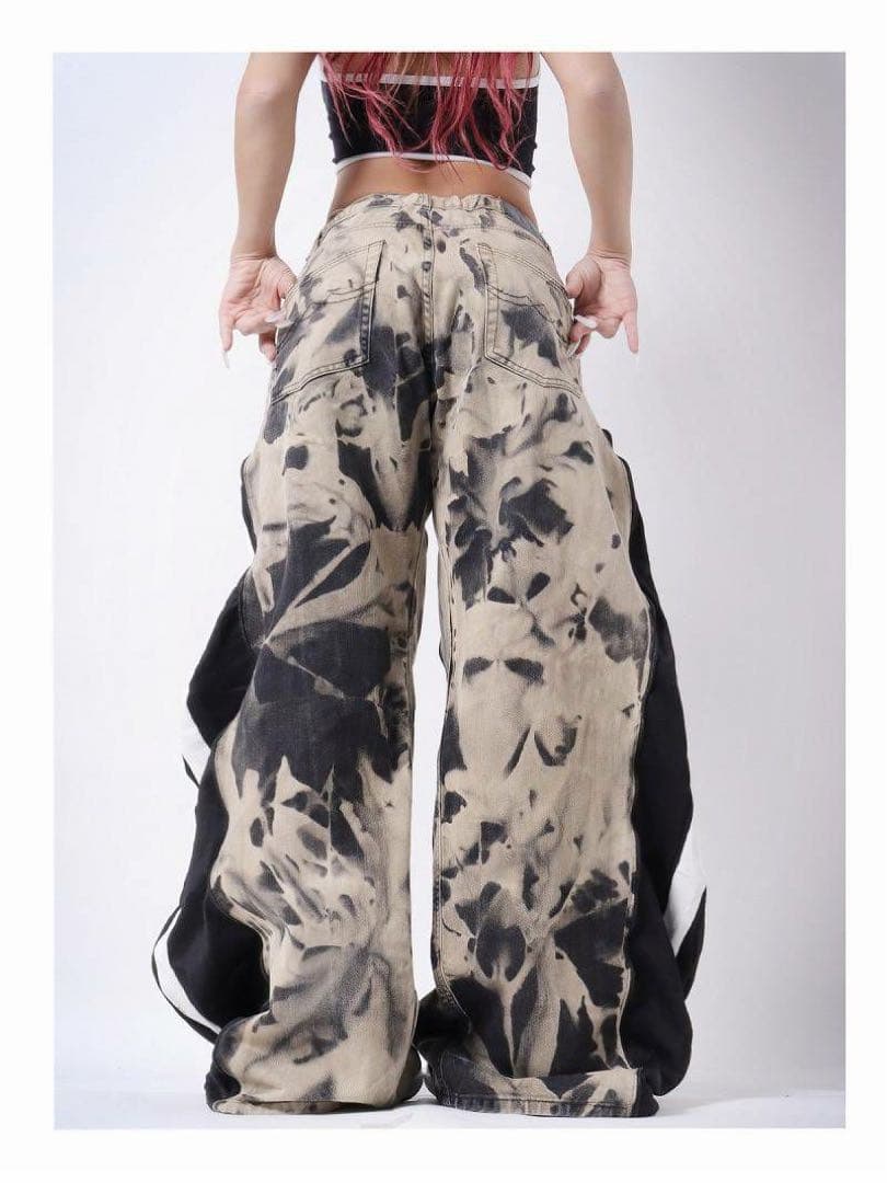 希少一点物！リメイクタイダイ柄 ワイドパンツ　再構築101286 adidas