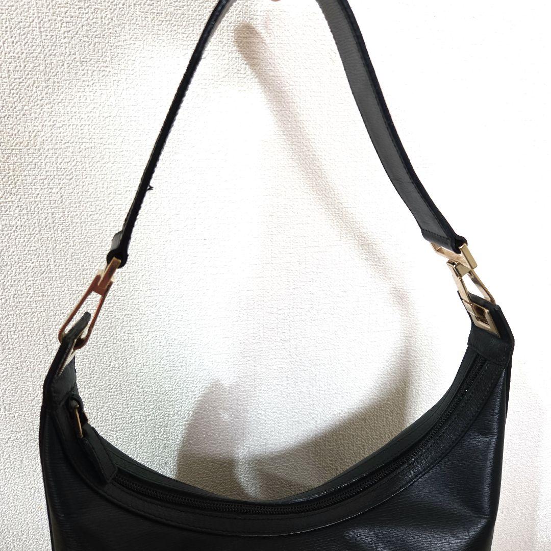 GUCCI グッチ☆ワンショルダーバッグ オールレザー ブラック プレート