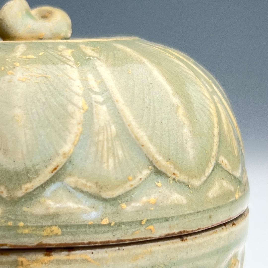 耀州窯 陰刻青磁蓋腕 合子 北宋時代 古玩 中国美術 唐物 擺件 311b
