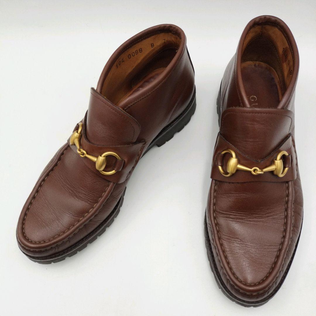 GUCCI グッチ ホースビット 厚底 ローファー ブラウン UK7 本革