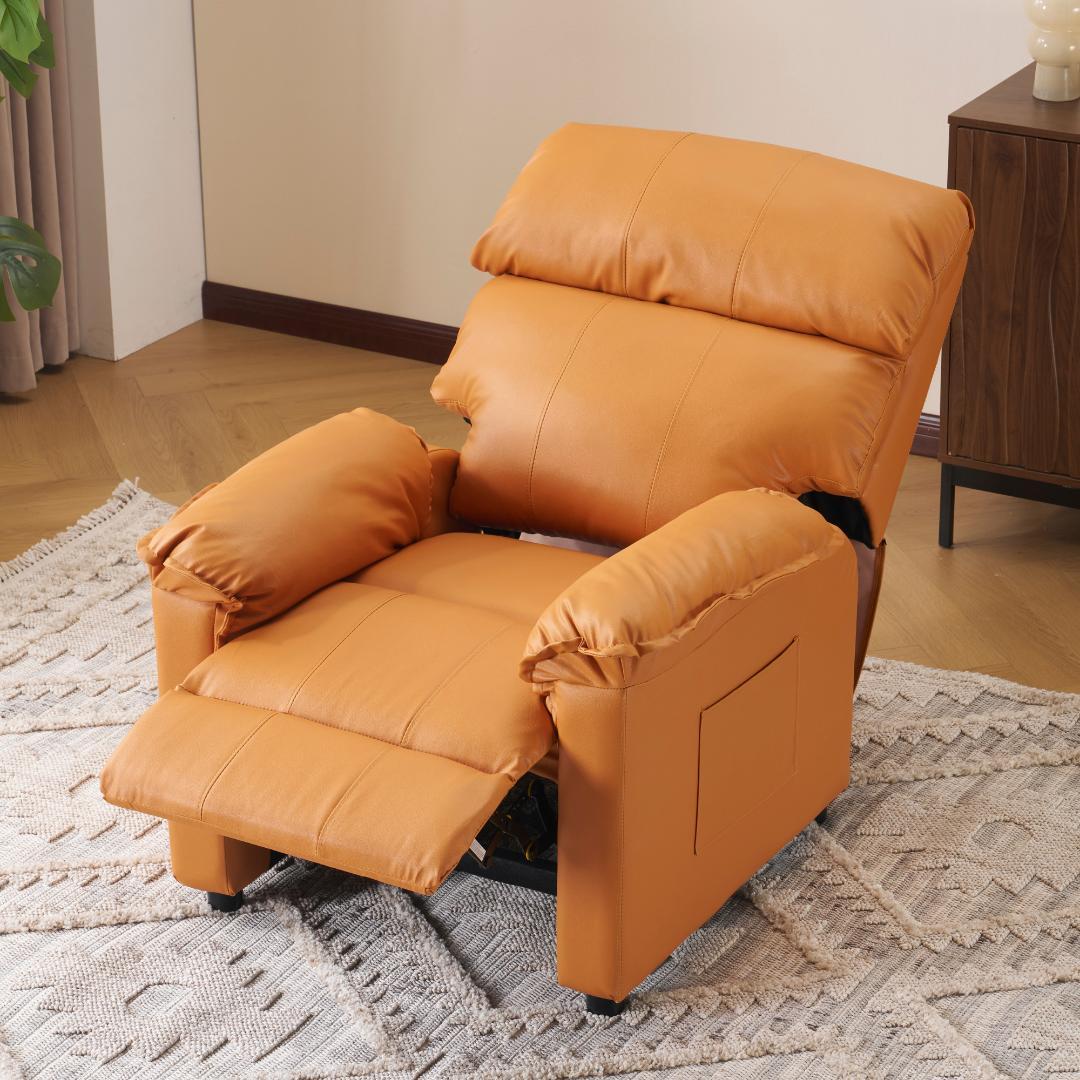 リクライニングソファー ソファー 1人掛け ゲーミングチェア PU キャメル