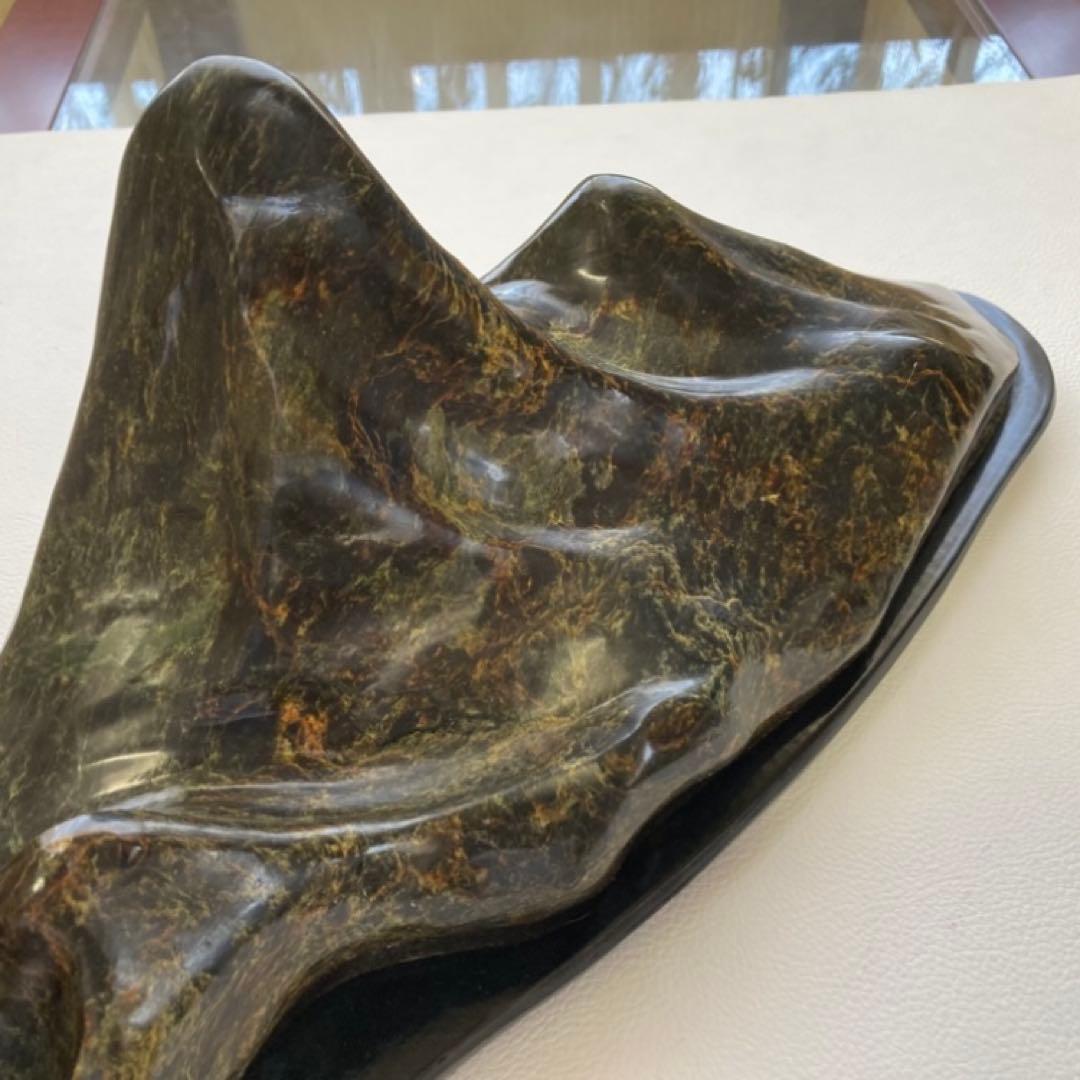 鑑賞石 天然石 オブジェ 置物 インテリア 山型 山脈 模様 約6.5kgレトロ