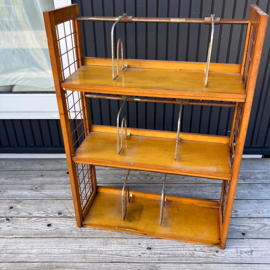 昭和レトロ ミッドセンチュリー 3段 木製オープンラック 本棚 飾り棚 古家具