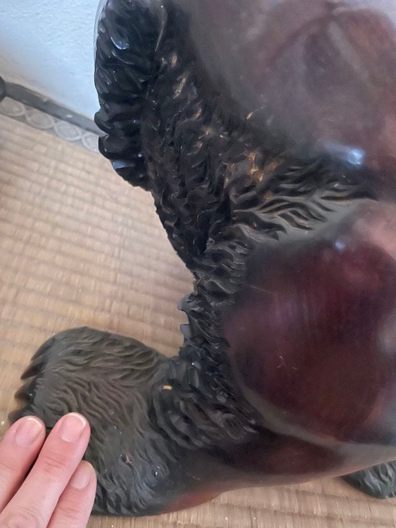 木製クマ彫刻 置物 特大