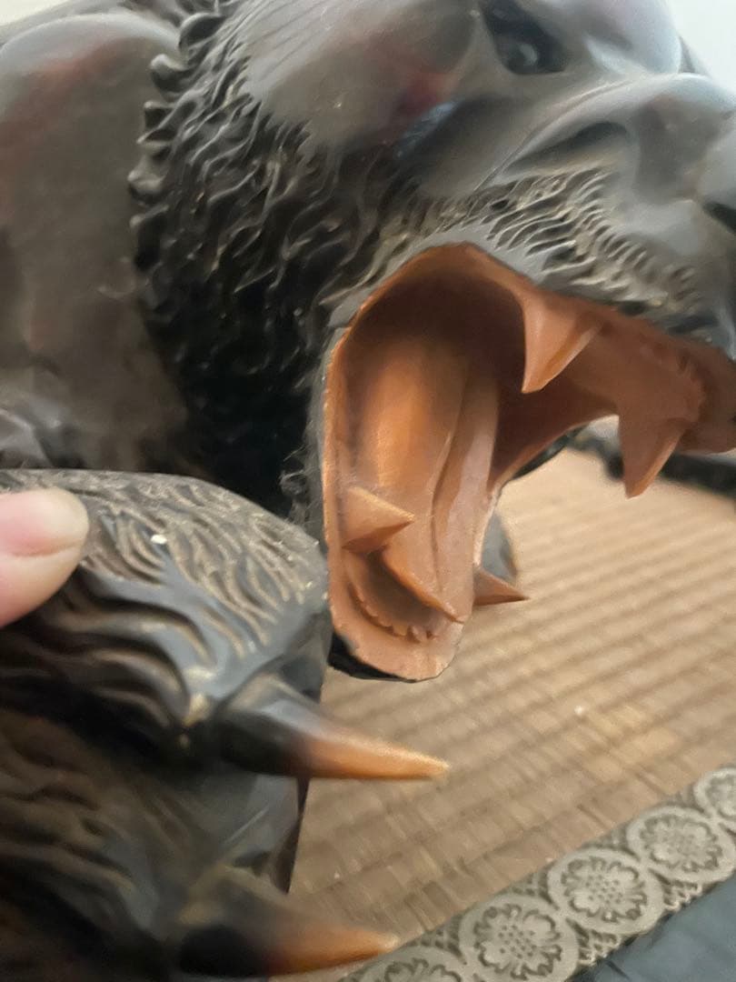 木製クマ彫刻 置物 特大