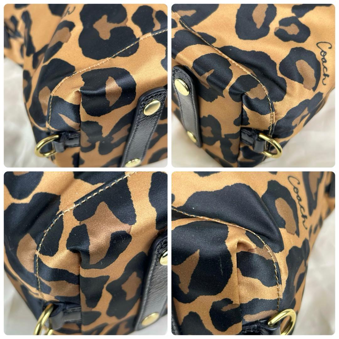 ✨極美品 コーチ マディソン ナイロン パテントレザー レオパード 2way