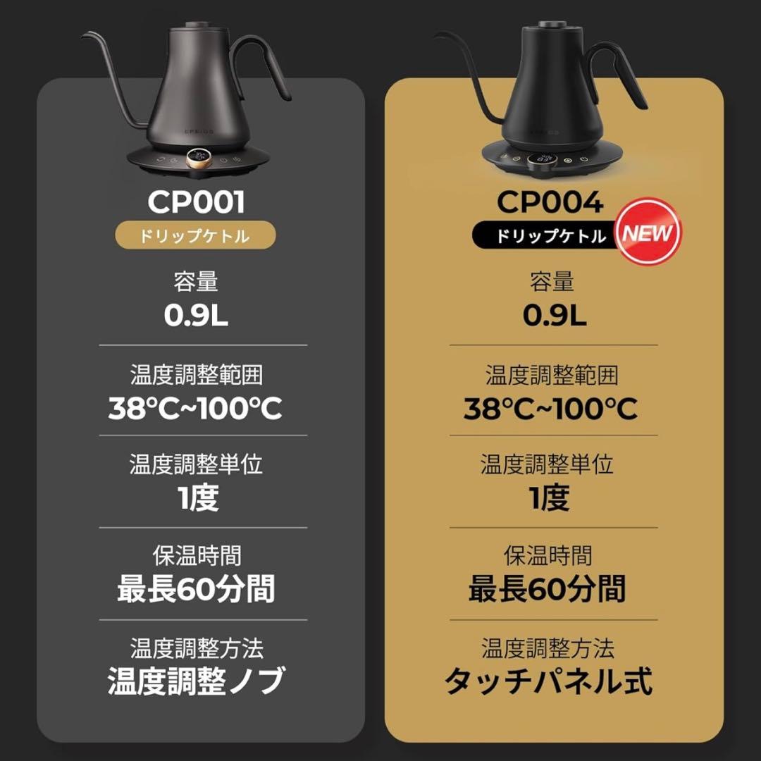 最新 Epeios（エペイオス）電気ケトル 0.9L｜1℃単位温度調整 ケトル