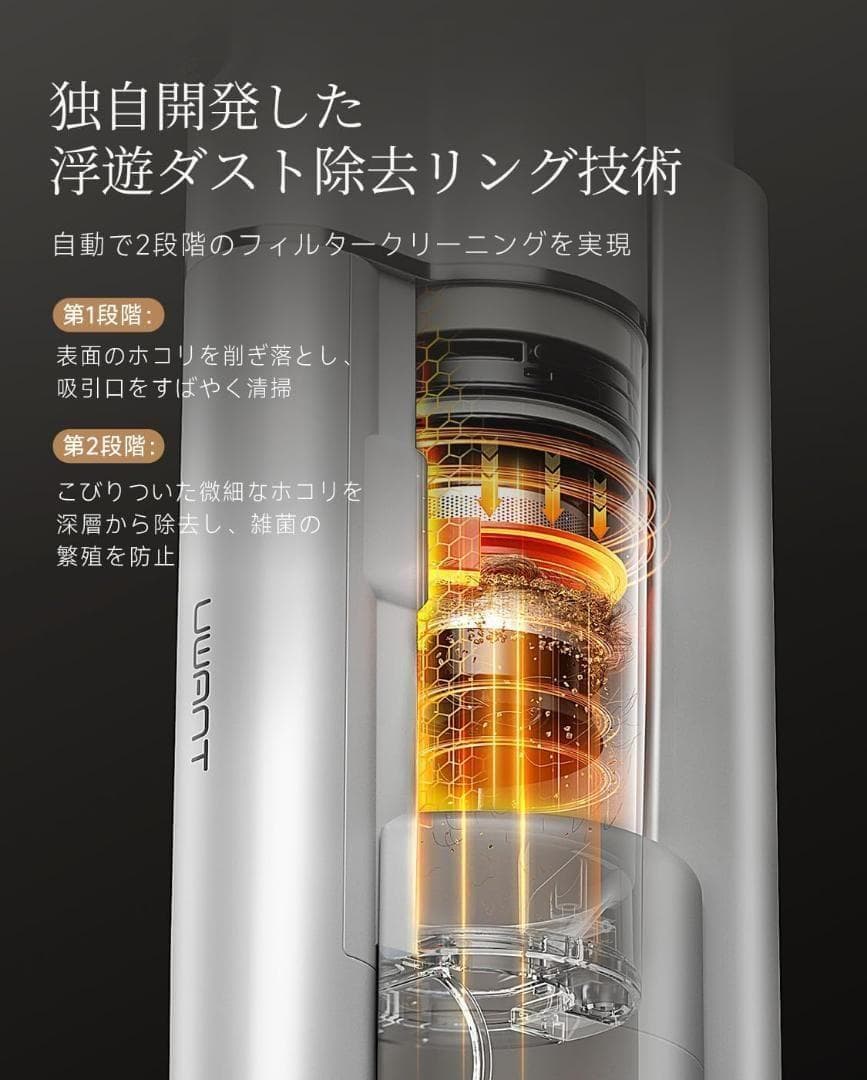 掃除機 コードレス 自動ゴミ収集ドック ゴミがわかるグリーンLEDライト