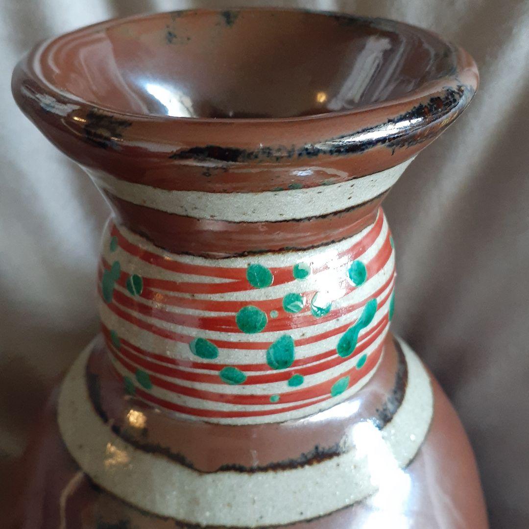 浜田友緒　柿釉赤絵花瓶