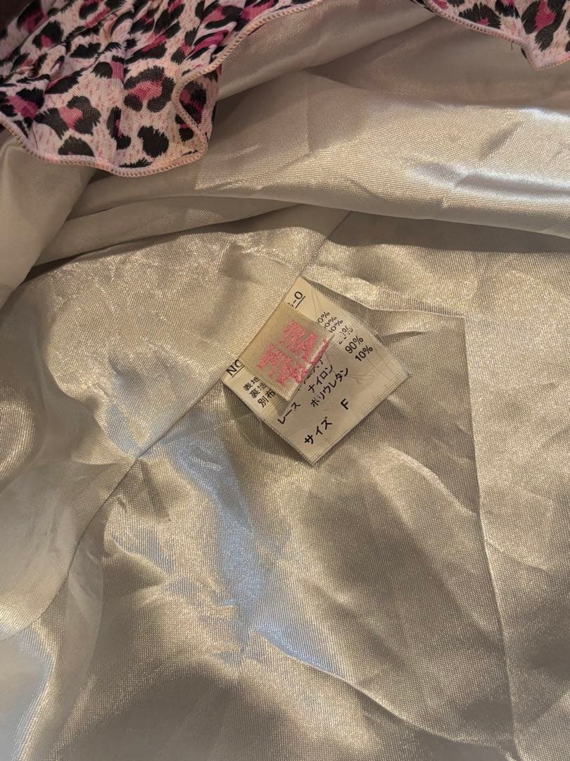 Tralala ピンクリボン キャミソール スリップワンピースドレス レオパード