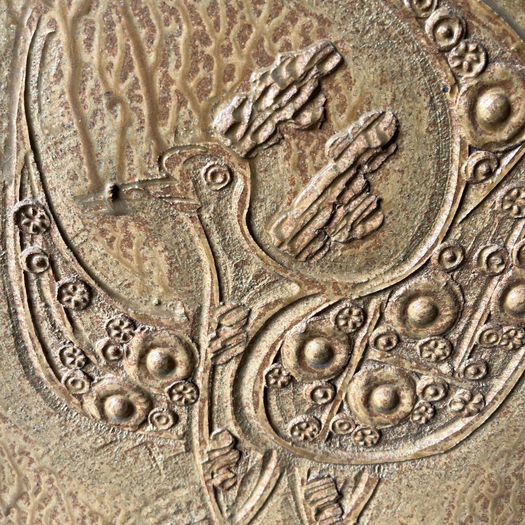 信楽焼傘立て  鳥レリーフ 高さ４６cm