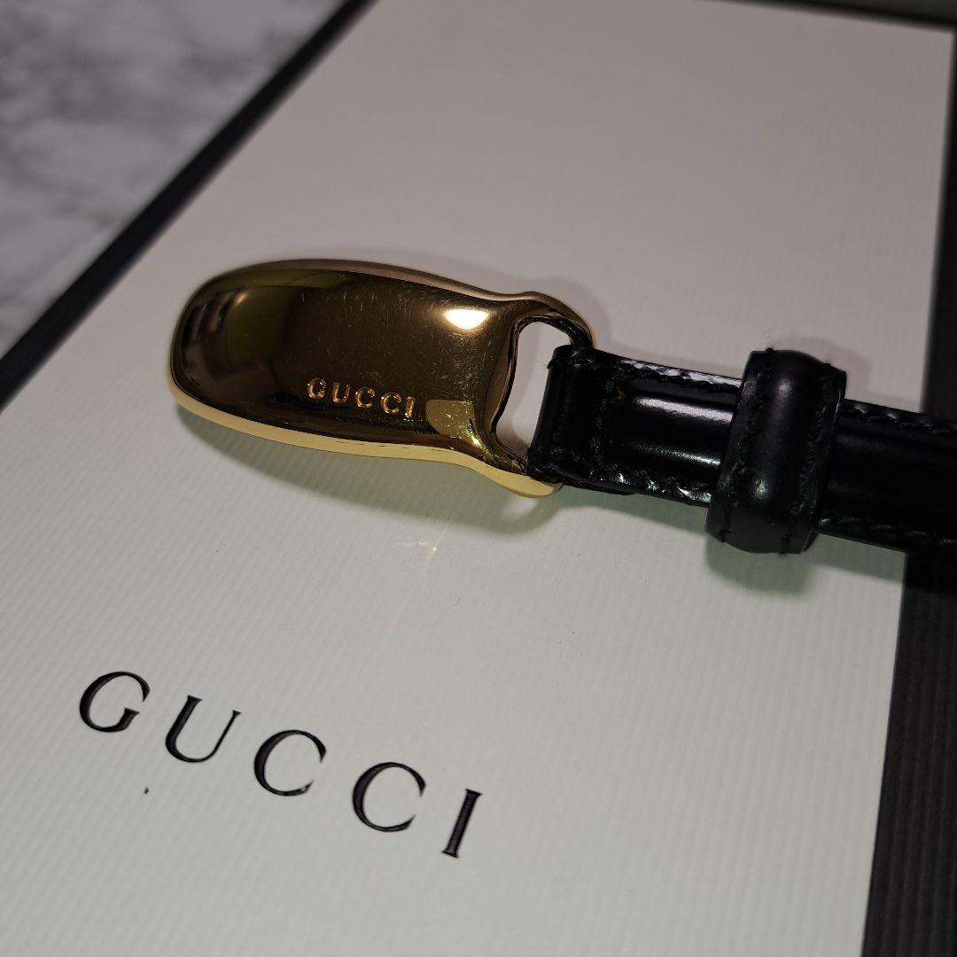 ✨️超美品✨️GUCCI グッチ ベルト ブラック レザー　 ゴールドバックル