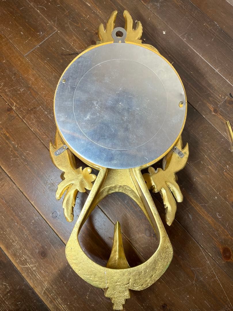 ユニーク型　ドイツ？　柱時計　古時計　振り子　アンティーク　レトロ　ゼンマイ