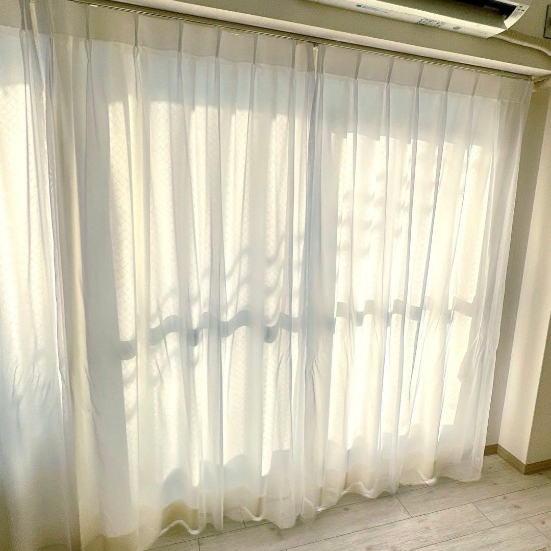 大判カーテン　レース付き　2セット　金具タッセル付き