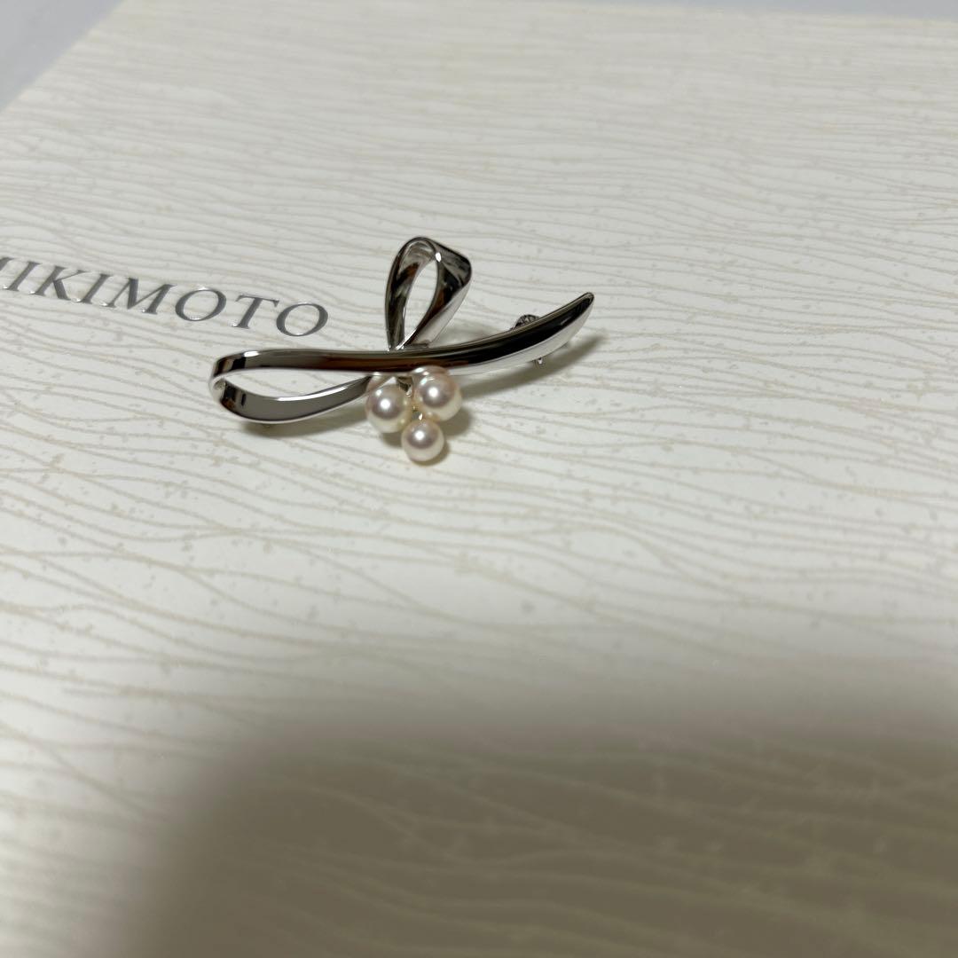 MIKIMOTO ミキモト　真珠　ベビーパール　ブローチ シルバー 3珠