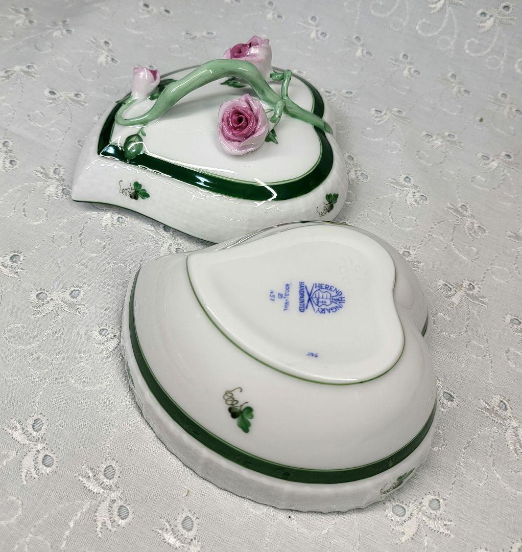 ヘレンド ウィーンの薔薇 ボンボニエール 小物入れ ピンクバラ ハート②