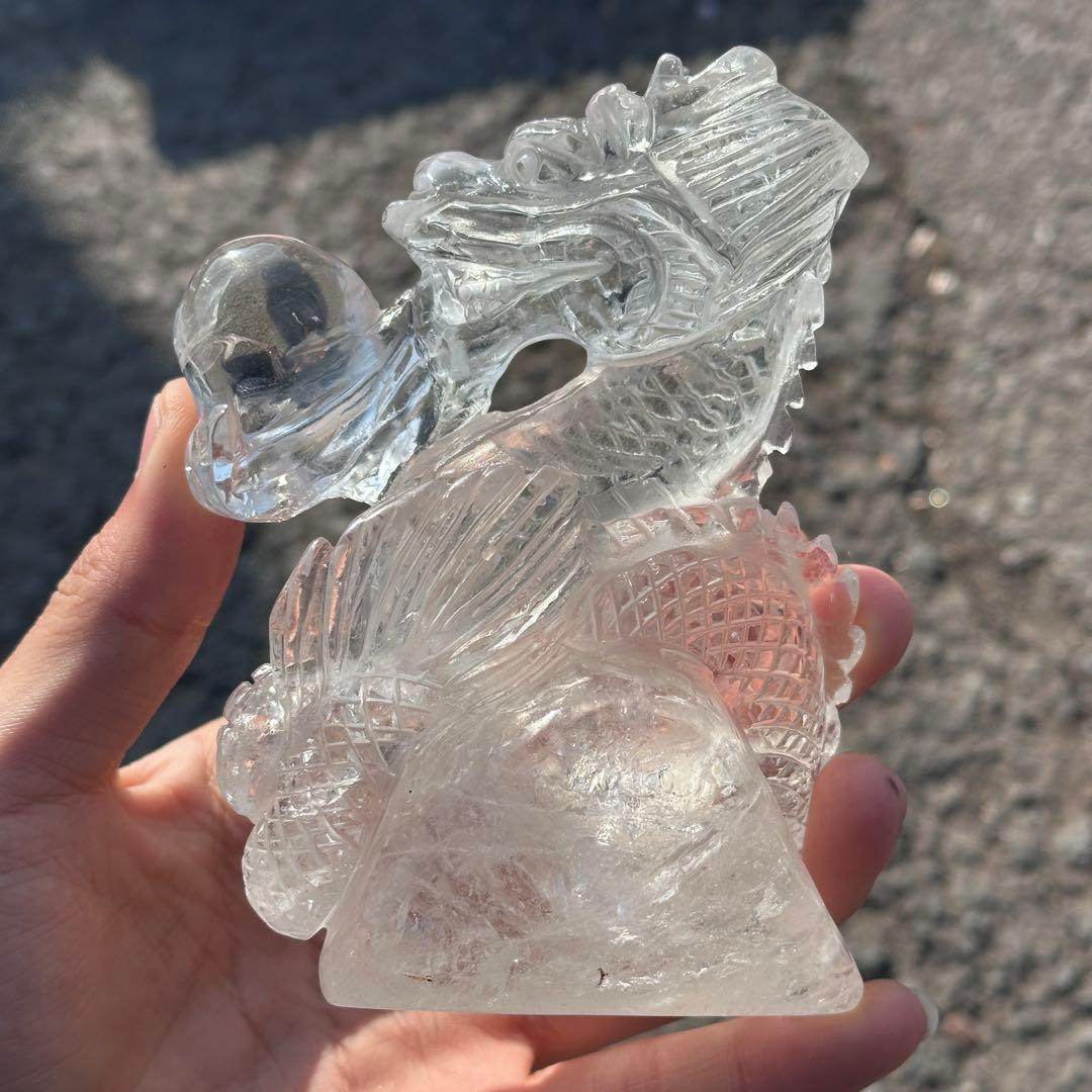天然石水晶の龍　置物　ご購入前に在庫確認必要G.278