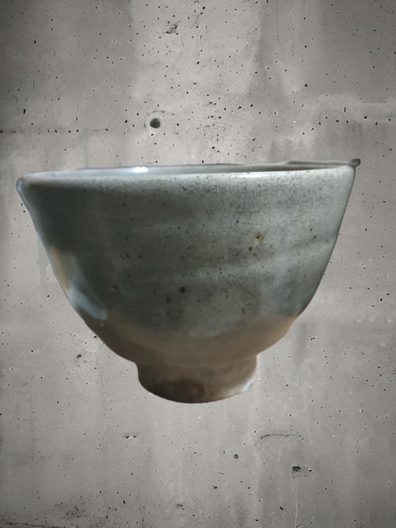 李朝白磁茶碗　堅手茶碗　茶道具　時代物