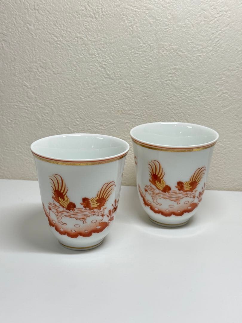 【高級】Richard Ginori レッドコック 湯呑 カップ 2客セット