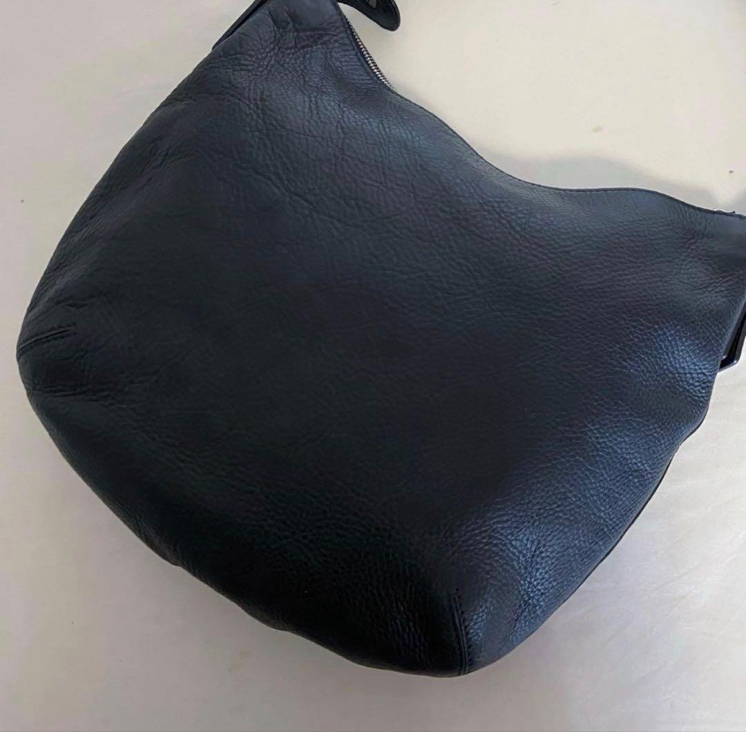 未使用に近い HIROFU ソーロ 2WAY 本革 ショルダーバッグ M 紺